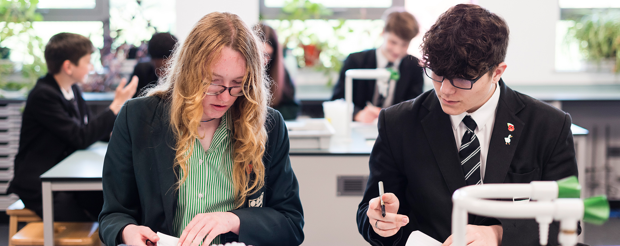 Two students in science