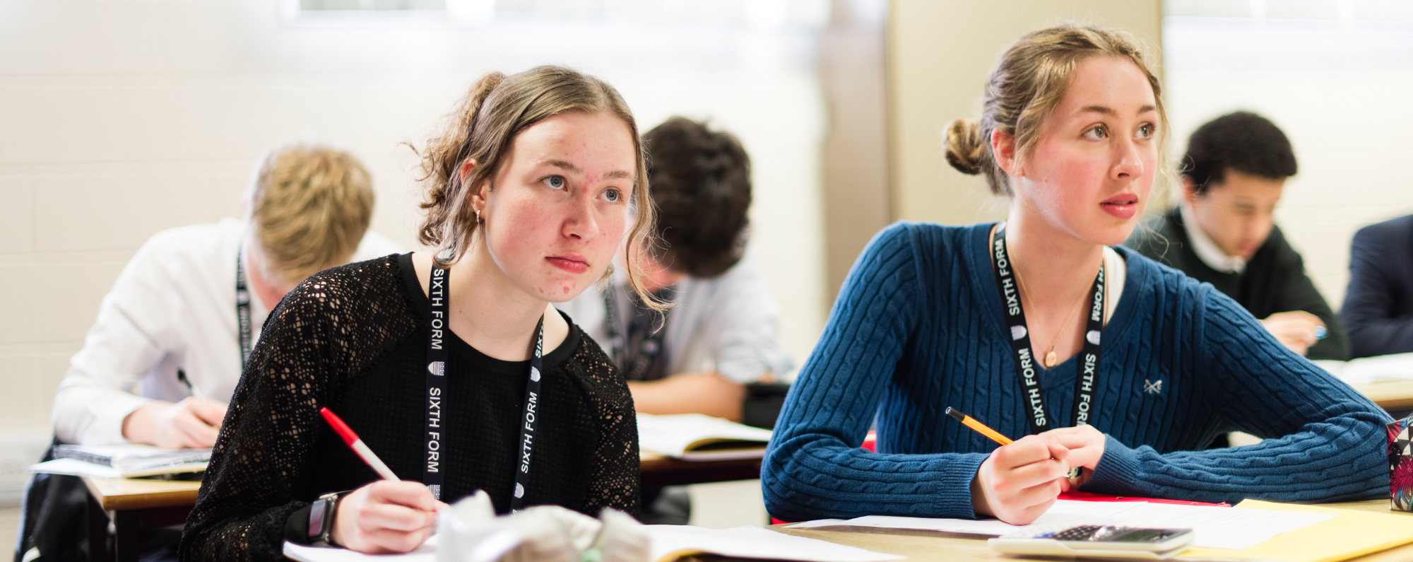 Two girls in a Sixth Form lesson